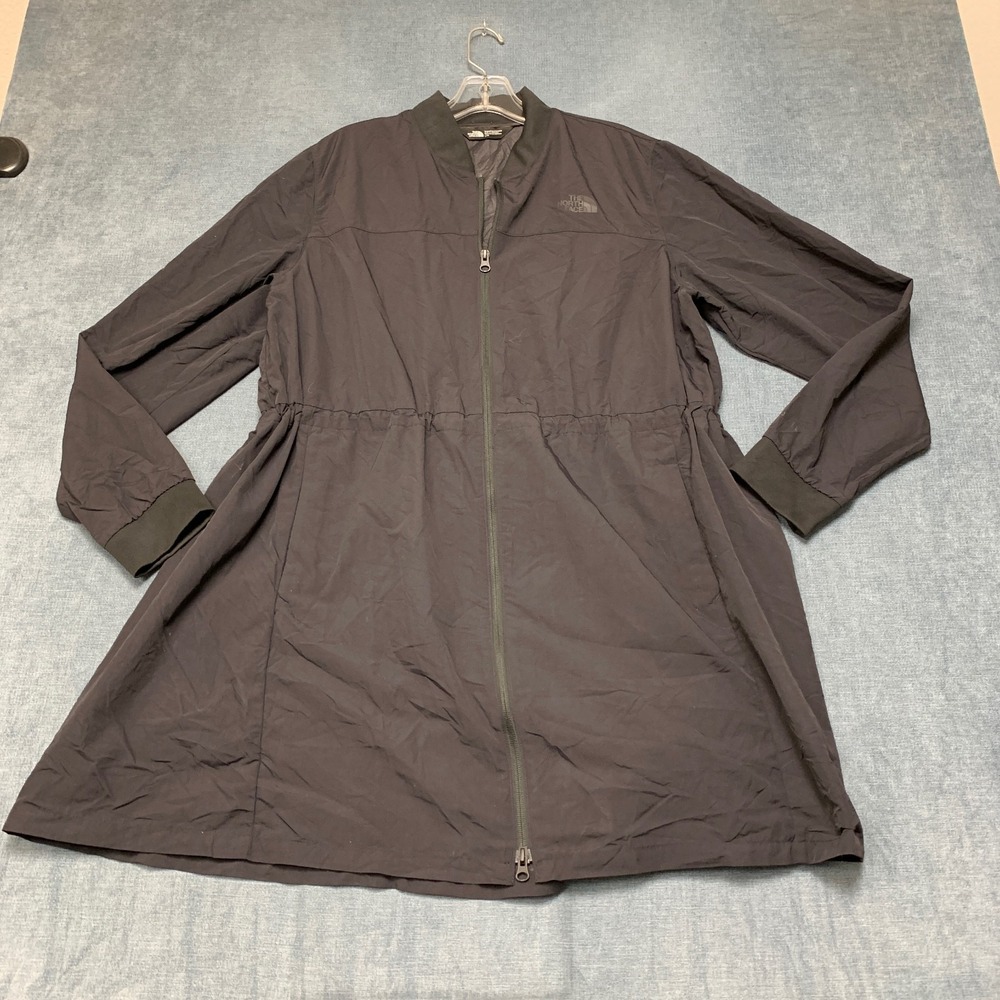 The North Face Bomber Coat Womens Large Black Full Zip Cinched Waist Winter Wear